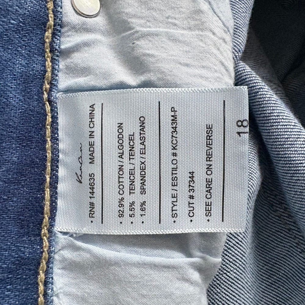 KanCan Curvy High Rise Flare Jeans Medium Wash Raw Hem Blue Womens Size 15/32 - Picture 9 of 10